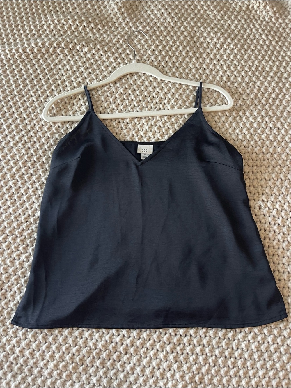 a new day Black Satin V-Neck Slip Tank